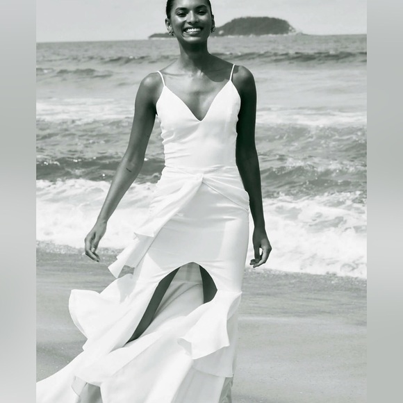 PatBo Bo ruffle maxi gown in blue NWT - Picture 9 of 10